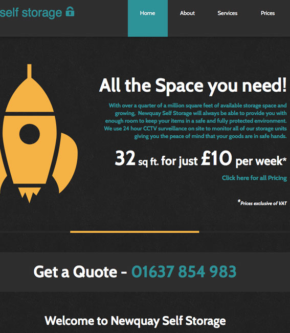 Invisible Inc. Web Design and Graphic - Newquay Self Storage Website Design Image 1